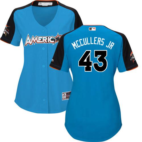 Astros #43 Lance McCullers Blue All-Star American League Women's Stitched MLB Jersey